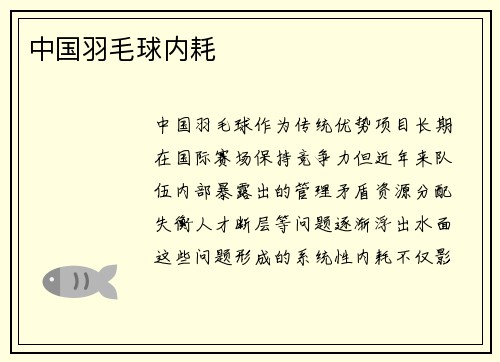 中国羽毛球内耗